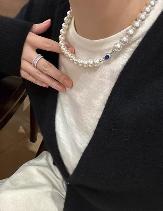 进口白珠蓝钻锆石珍珠项链 商品图10