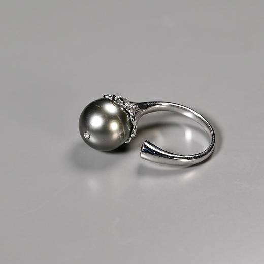 大溪地黑珍珠+红宝石钻石戒指 商品图4