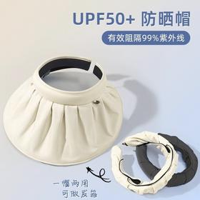 防晒发箍式遮阳帽女夏黑胶防紫外线贝壳帽空顶户外大檐遮脸太阳帽2025新款小红书爆款