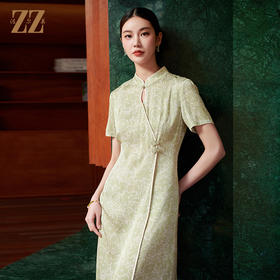 佐尔美夏季新款 新中式国风旗袍桑蚕丝短袖连衣裙女M42LS33
