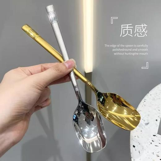 甜品家用网红不锈钢儿童长柄轻奢餐勺勺子ins精致韩式子女小勺风 商品图1