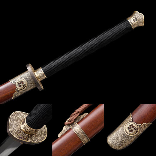 龙纹绣春刀 花纹钢 龙泉沈广隆剑手工一体刀剑 传统收藏剑 未开刃 商品图2