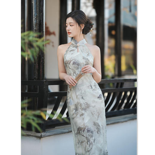 时尚改良年轻，少女款露肩挂脖旗袍SYK312503 商品图3