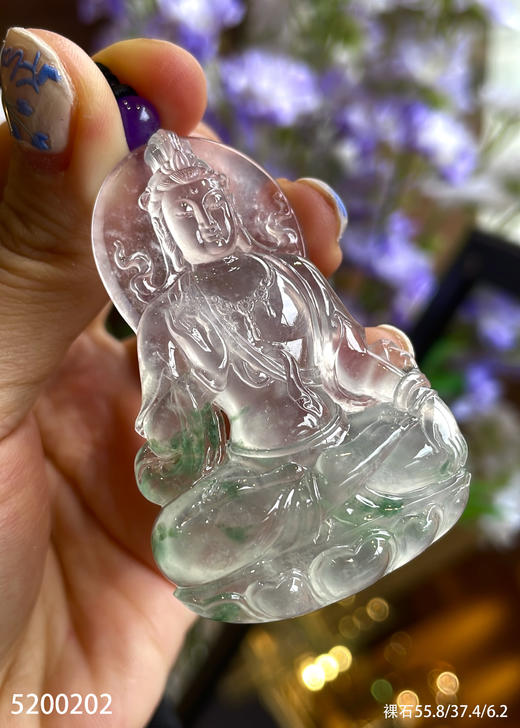 玻璃种飘花观音吊坠【5200202】具体价格微信咨询 商品图1