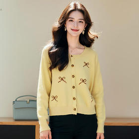 奢姿2025春装新款大码女装亮片圆领针织衫单排扣装饰气质优雅毛衣9651669582