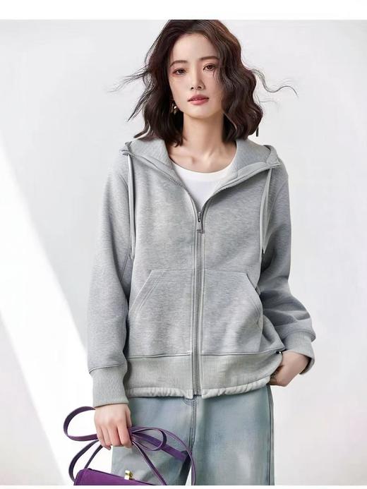 特卖！重磅品质！！【外套】宽螺纹连帽下摆抽绳卫衣外套-喜出 商品图8