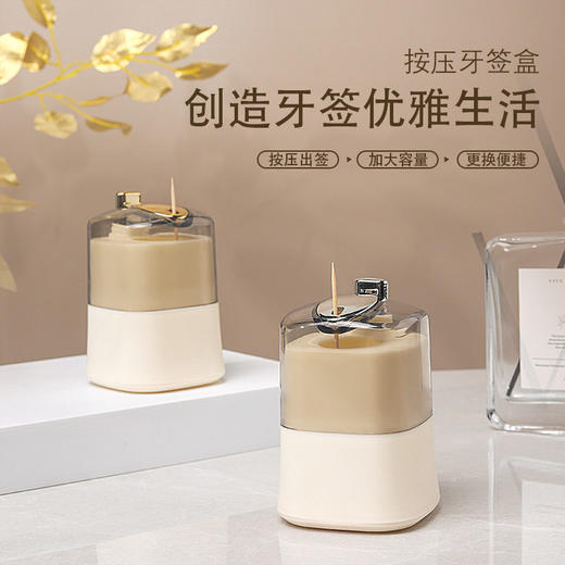 客厅式自便携随身商用罐竹签出牙签盒家用牙签创意牙签筒按压动弹 商品图0