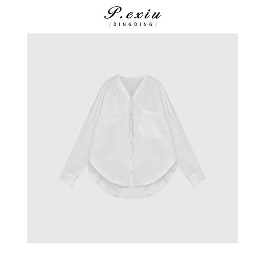 03-5潘依绣丁丁宠粉极简风都市通勤设计感V领夏季长袖衬衫 W-61862 商品图0