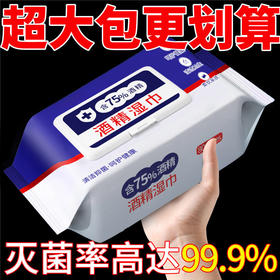 家用湿纸巾湿巾加大实惠便携专用含清洁卫生酒精大包消毒75度