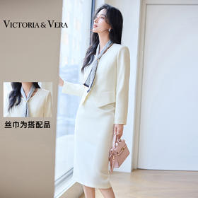 VICTORIA&VERA春季“职场小香风”轻奢高级感修身气质收腰外套+半身裙套装