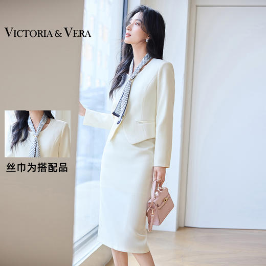 VICTORIA&VERA春季“职场小香风”轻奢高级感修身气质收腰外套+半身裙套装 商品图0