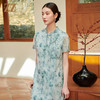 佐尔美夏季新款 气质国风新中式水墨花卉桑蚕丝连衣裙女M42LS28 商品缩略图1