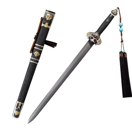 永乐剑 鱼皮款 乌兹钢一体剑 清式宝剑 刀剑龙泉沈广隆剑 未开刃 商品图5