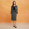 QE102斯尔丽2025春季新款小香风拼丝绒烫印工艺搭配直身半裙女式套装 商品缩略图3