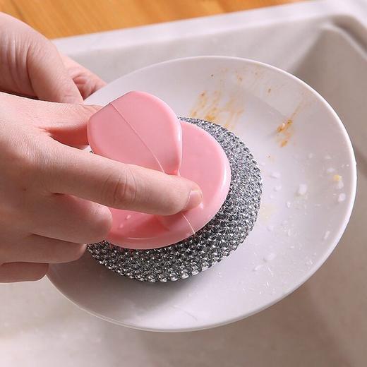 手柄神器长柄锅不伤钢丝把手洗碗刷子塑料带清洁球锅刷球带家用 商品图1