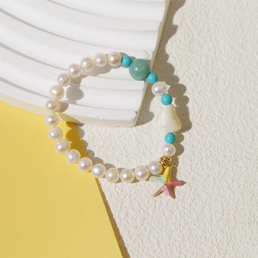 自营（眷一珠宝）-儿童天然淡水珍珠珐琅海星手链巴洛克珍珠宝宝手串小朋友礼物 星晴海星 商品图3