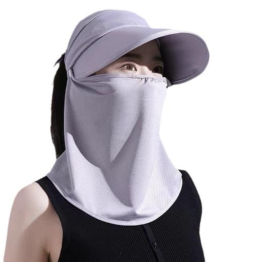 冰丝遮阳防晒帽女骑车遮脸空顶帽夏季防紫外线面纱太阳帽可扎马尾 商品图4