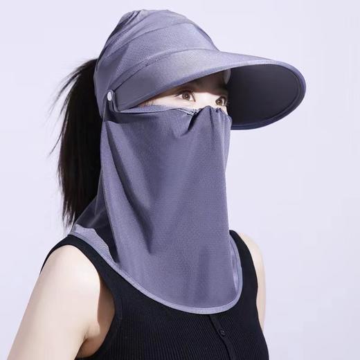 冰丝遮阳防晒帽女骑车遮脸空顶帽夏季防紫外线面纱太阳帽可扎马尾 商品图1