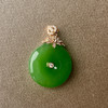 18K玫瑰金和田玉（碧玉）镶钻吊坠 /平安扣20*5.5mm/苹果绿/配镶钻石、白蓝宝 商品缩略图2