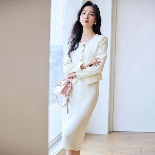 VICTORIA&VERA春季“职场小香风”轻奢高级感修身气质收腰外套+半身裙套装 商品图4