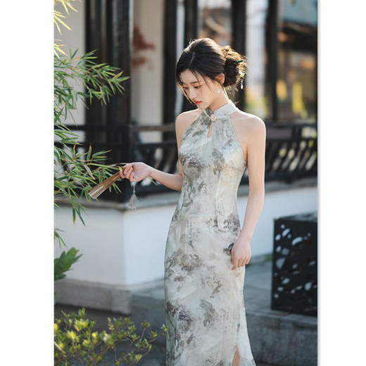 时尚改良年轻，少女款露肩挂脖旗袍SYK312503 商品图2