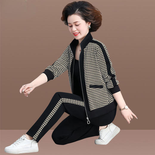 SP13-5101 妈妈运动服套装春秋2025新款中年休闲两件套大码中老年女秋装外套 商品图0