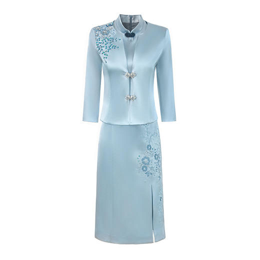 复古修身改良版旗袍裙，中式立领显年轻喜婆婆套装LC2478 商品图4