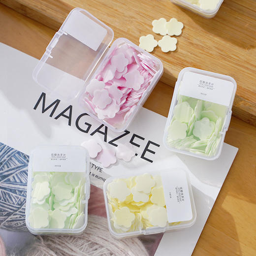迷你便携式片一次性肥皂盒装洗手学生旅行片纸随身带香皂儿童花瓣 商品图1