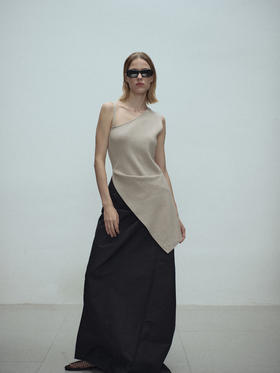 VC｜SS25078 Kaz one shoulder knit  top  [上衣 白 / 卡其 ]