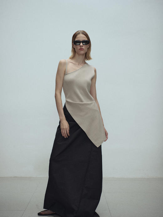 VC｜SS25078 Kaz one shoulder knit  top  [上衣 白 / 卡其 ] 商品图0