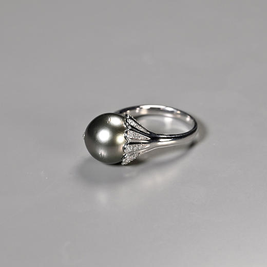 大溪地黑珍珠+红宝石钻石戒指 商品图3