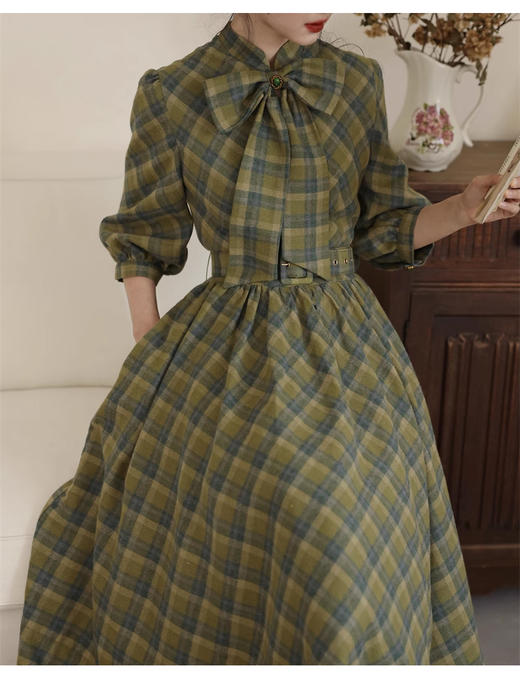 裁缝学苑AS429英伦复古腰带蝴蝶结收腰大摆裙纸样女装连衣裙样板 商品图7