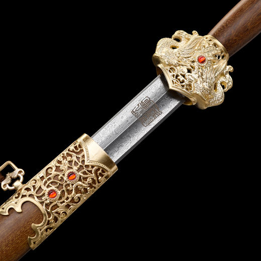 大夏龙雀剑  汉剑 唐剑 龙泉沈广隆 宝剑 手工一体刀剑花纹钢 未开刃 商品图3