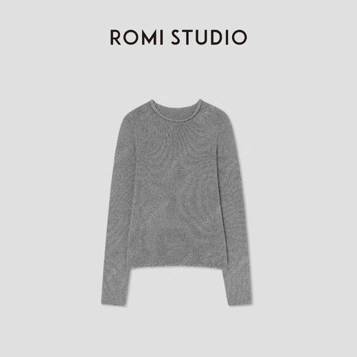ROMI STUDIO“松弛随性”绵羊毛棉混纺圆领卷边套头毛衫 RWBWST1518 商品图1