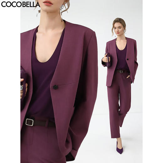 COCOBELLA静奢风一粒扣无领西装简约气质休闲西服外套SI7030 商品图2