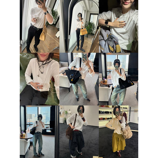 HIDEMI 极简小圆领天然棉百搭款t恤 长袖/短袖 白色/黑色 商品图2