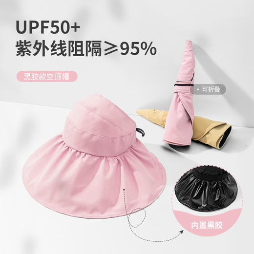空顶黑胶防晒帽女夏季大帽檐遮脸遮阳帽轻薄太阳帽防紫外线渔夫帽2025新款小红书爆款 商品图1