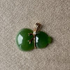 18K玫瑰金和田玉（碧玉）镶钻葫芦吊坠/单面葫芦12*18mm/菠菜绿 商品缩略图0
