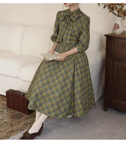 裁缝学苑AS429英伦复古腰带蝴蝶结收腰大摆裙纸样女装连衣裙样板 商品图6