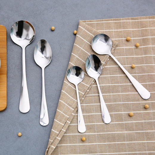 勺学生汤勺长柄勺子勺不锈钢长柄长勺饭勺搅拌圆勺咖啡汤匙调羹 商品图3