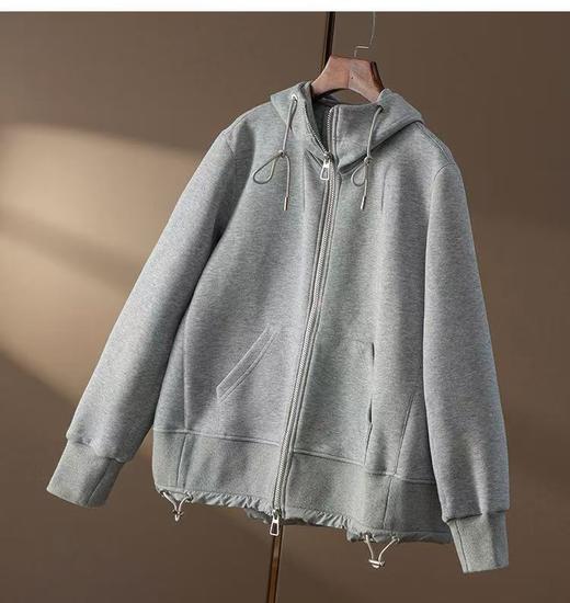 特卖！重磅品质！！【外套】宽螺纹连帽下摆抽绳卫衣外套-喜出 商品图4