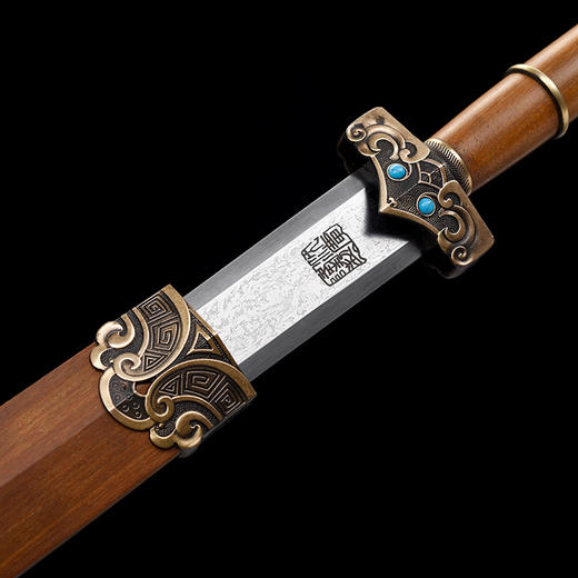 神风剑 汉剑唐剑 花纹钢 硬刀剑一体 龙泉沈广隆传统宝剑 未开刃 商品图3