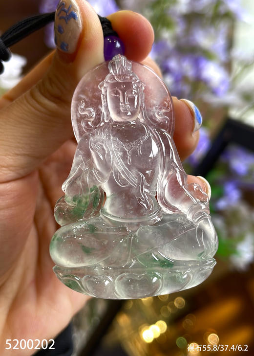 玻璃种飘花观音吊坠【5200202】具体价格微信咨询 商品图0
