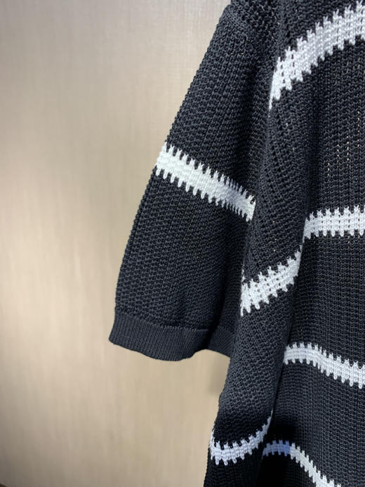 水淼爆款2025夏新款高档休闲针织黑白条开衫0707（含桑蚕丝 莱赛尔纤维） 商品图5