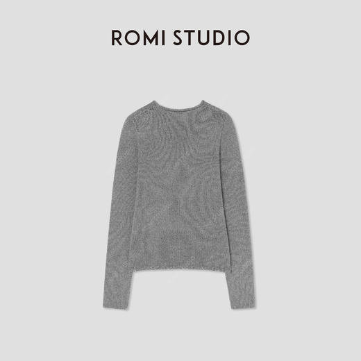 ROMI STUDIO“松弛随性”绵羊毛棉混纺圆领卷边套头毛衫 RWBWST1518 商品图5