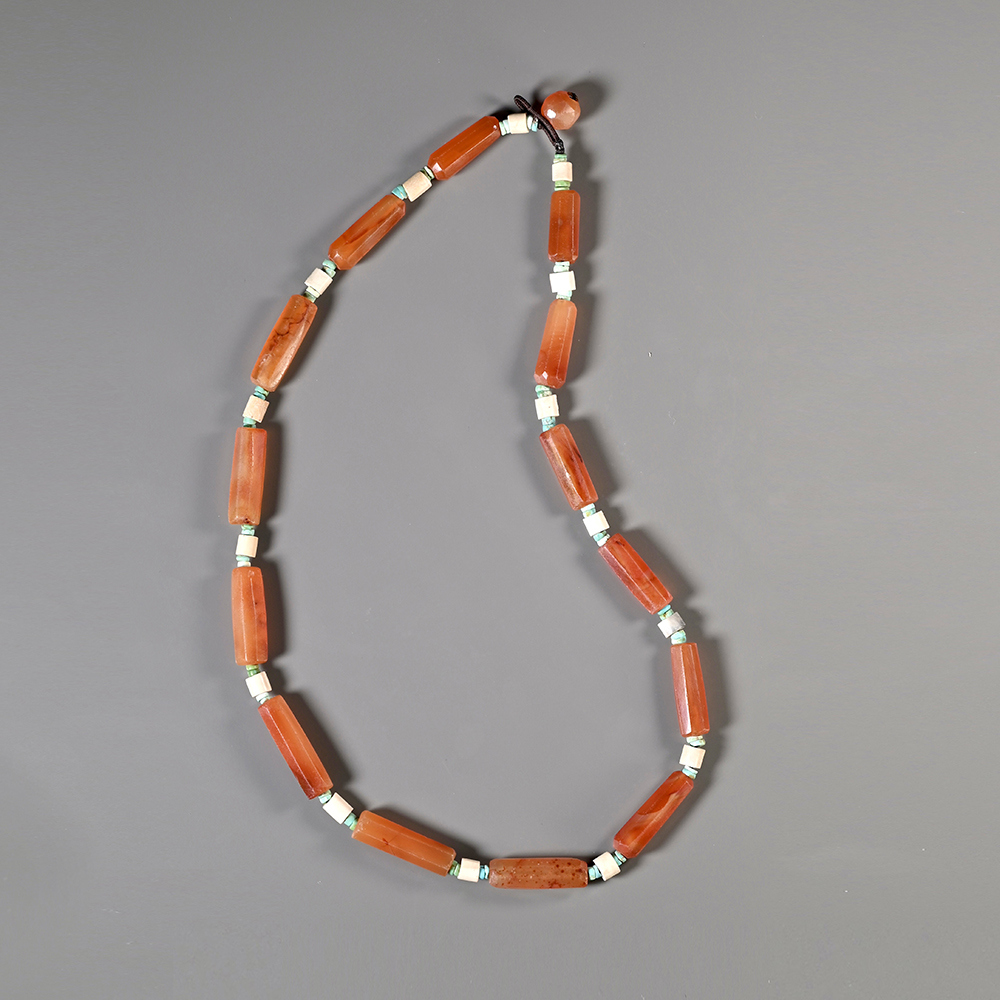 西亚高古红玛瑙管+夏家店鸡骨白项链