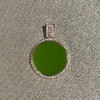 18K玫瑰金和田玉（碧玉）镶钻吊坠 /圆牌直径14mm/高色苹果绿 商品缩略图0