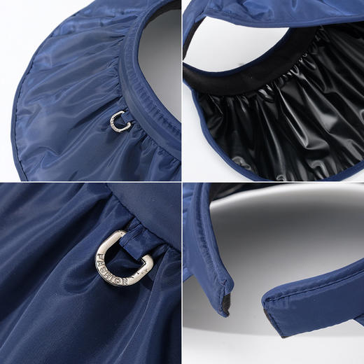 UPF50+新款黑胶防晒帽女防紫外线空顶遮阳帽发箍两用大帽檐太阳帽 商品图2