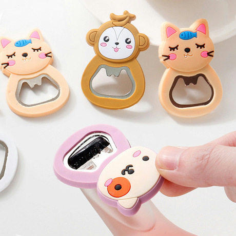 多功能啤酒瓶器瓶起卡通硅胶冰箱贴开酒开瓶器瓶起子可爱创意酒 商品图0