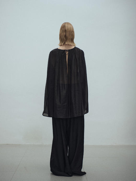 VC｜SS25138 Amani sheer gathered blouse [衬衫 黑 ] 商品图2